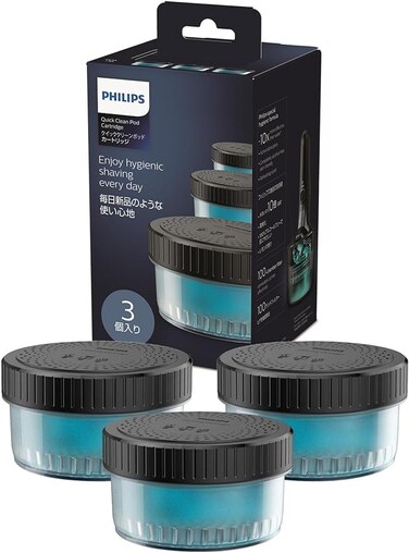 PHILIPSCleaning Solution for Electric Shaver S5000 S7000 S9000 S9000 Quick Clean Pods Cartridges Lemon Scent 160ml 3 Pack About 9 Months CC1351