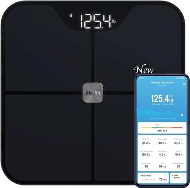iHealth Nexus PRO Digital Bathroom Scale for Body Weight and Composition Health Analyzer with Smart Bluetooth APP to Monitor Body Fat BMI Muscle Mass and More Weighing Up to 400 lbs  Black