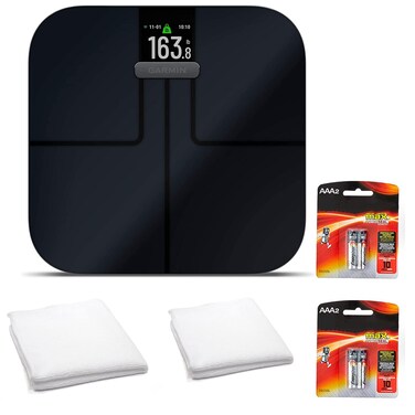 Garmin Index S2 Smart Scale with Wireless Connectivity Measure Body Fat Muscle Bone Mass Body Water and MoreBlack with Accessories 0100229402
