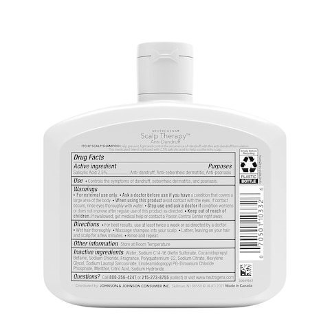 Neutrogena Scalp Therapy AntiDandruff Shampoo for Itchy Scalp 25 salicylic acid with Peppermint Fragrance 12 fl oz