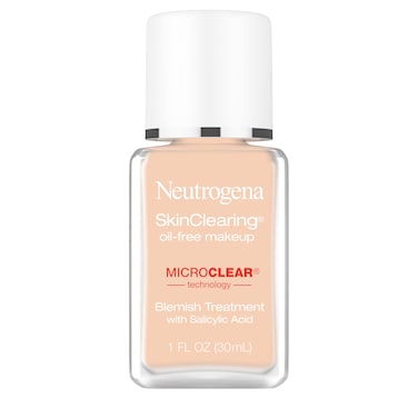 Neutrogena SkinClearing OilFree Acne and Blemish Fighting Liquid Foundation with5 Salicylic Acid Acne Medicine Shine Controlling Makeup for Acne Prone Skin 40 Nude 1 fl oz