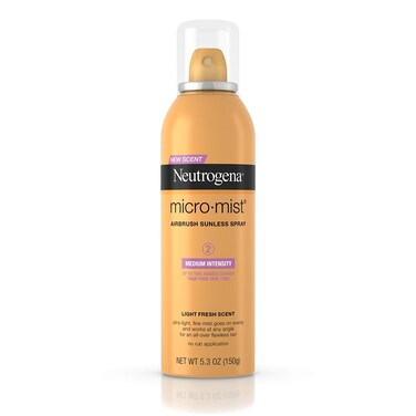 Neutrogena Micromist Airbrush Sunless Tanning Spray with Witch Hazel Gradual Sunless Tanner with AlcoholFree OilFree  NonComedogenic Formula Medium Intensity 53 oz