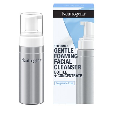 Neutrogena Reusable Gentle Foaming Facial Cleanser Starter Kit FragranceFree Face Wash Concentrate is Gentle Enough for Sensitive Skin 1 Reusable Pump Bottle  1 Refill Pack 75 fl oz