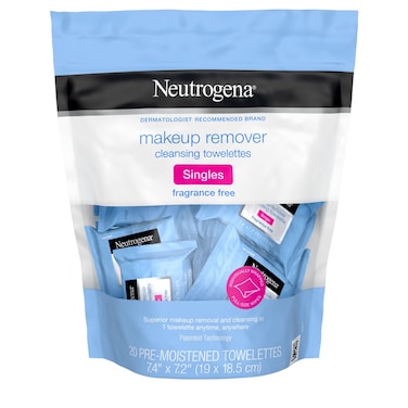 NeutrogenaFragranceFree Makeup Remover Cleansing Towelette Singles IndividuallyWrapped Daily Face Wipes 20 ct