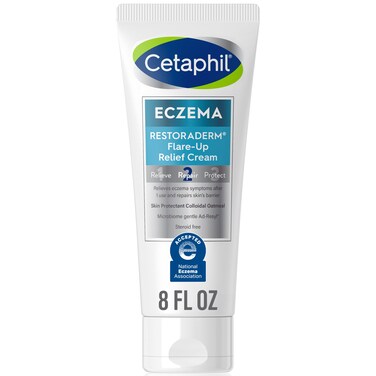 CetaphilECZEMA RESTORADERM FLAREUP RELIEF CREAM For Eczema Prone Skin 8 oz Barrier Repair 48 Hour Hydration 2 Skin Protectant Colloidal Oatmeal Steroid Free