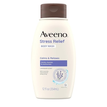 AveenoStress Relief Body Wash with Soothing Oat  Lavender Scent for Sensitive Skin Moisturizing Shower Wash Gently Cleanses  Helps You Feel Calm  Relaxed SulfateFree 12 fl oz