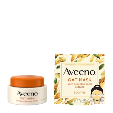 Aveeno Oat Face Mask with Soothing Pumpkin Seed Extract and Feverfew Extract to Rebalance and Hydrate Skin Paraben Free PhthalateFree 17 oz
