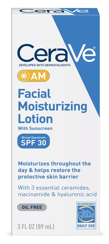 CeraVe Facial Moisturizing Lotion AM SPF 30  3 Ounce  Daily Face Moisturizer with SPF  Fragrance Free