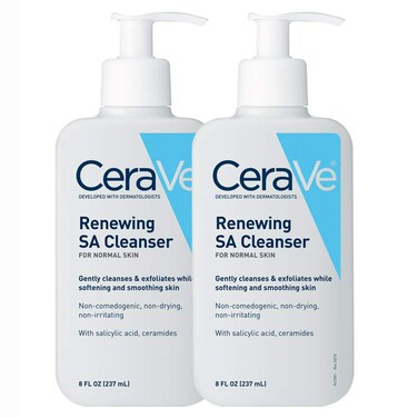 CeraVe Salicylic Acid Cleanser  8 Ounce Pack of 2  Renewing Exfoliating Face Wash with Vitamin D for Rough and Bumpy Skin  Fragrance Free