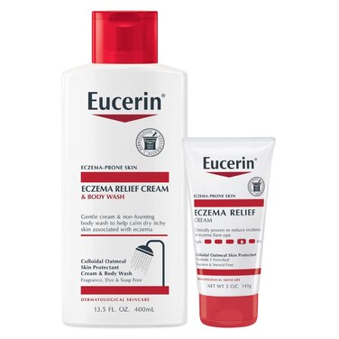 EucerinEczema Relief Skin Care Set with Colloidal Oatmeal Skin Protectant Eczema Relief Cream and Body Wash Eczema Body Wash 135 Fl Oz Bottle  Eczema Relief Cream Eczema Cream 5 Oz Tube