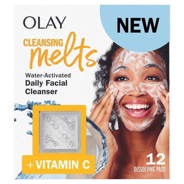 Olay Cleansing Melts  Vitamin C Face Cleanser 12ct WaterActivated Face Wash Cleans Tones and Refreshes Skin