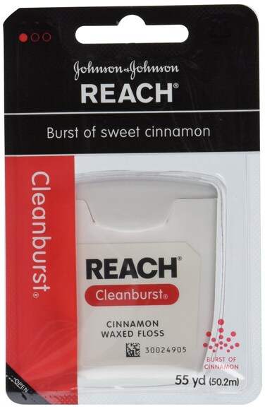 Reach Johnson and Clean Burst Waxed Floss Cinnamon 6 Count