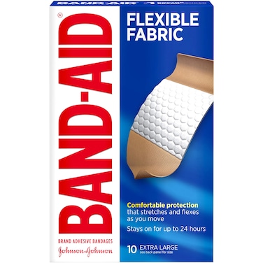 BandAid Brand flexible Fabric Adhesive Bandages for Wound Care  First Aid Extra Large Size 10 ct