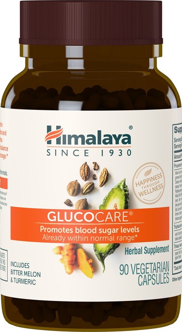 Himalaya GlucoCare Herbal Supplement Metabolism Support Pancreatic Support Triphala Bitter Melon Turmeric Gluten Free Vegan 90 Capsules