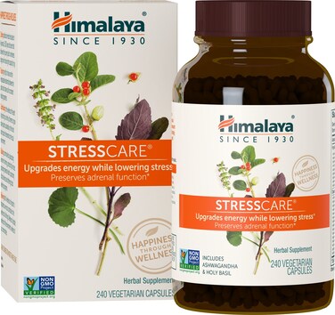 HimalayaStressCare Herbal Supplement Supports Stress Relief Energy Support Relaxation Occasional Sleeplessness Ashwagandha Holy BasilTulsi Gotu Kola NonGMO Vegetarian 240 Capsules