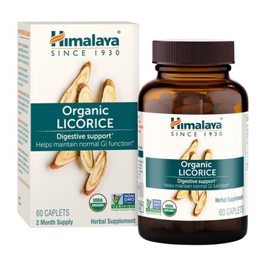 HimalayaOrganic Licorice Root Herbal Supplement NonDGL Occasional Heartburn and Indigestion Relief Upset Stomach Relief Digestive Support NonGMO USDA Organic Vegan 60 PlantBased Caplets