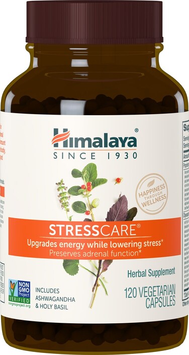 HimalayaStressCare Herbal Supplement Supports Stress Relief Energy Support Relaxation Occasional Sleeplessness Ashwagandha Holy BasilTulsi Gotu Kola NonGMO Vegetarian 120 Capsules