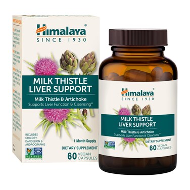 HimalayaMilk Thistle Liver Support Capsules 60 Count 350 mg Milk Thistle with Artichoke Chicory Andrographis  Dandelion Supports Liver Function  Cleansing
