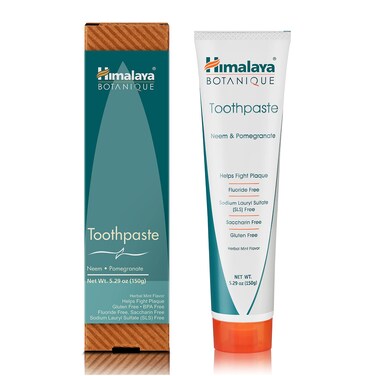 Himalaya Botanique Original Neem  Pomegranate Botanical Toothpaste Fights Plaque Brightens Teeth Fluoride Free No Artificial Flavors SLS Free Cruelty Free Foaming Mint Flavor 529 Oz1 Pack