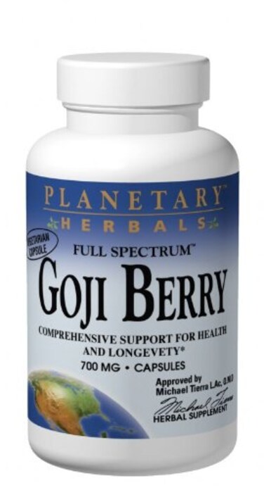 Planetary Herbals Goji Berry Full Spectrum 700mg Botanical Elixir for Health and Longevity180 Vegetarian Capsules