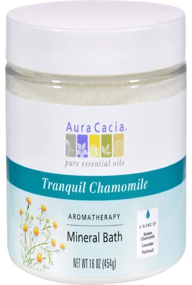 Aura CaciaAromatherapy Mineral Bath Tranquil Chamomile 16 ounce jar