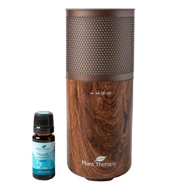 Plant Therapy Wood Grain Portable Diffuser Travel Pack Includes The Travel Essential Oil Blend 10 mL 13 oz 100 Pure Undiluted Natural Aromatherapy Therapeutic Grade