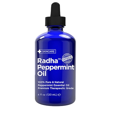 Radha Beauty Peppermint Essential Oil 4 oz  100 Pure  Therapeutic Grade Steam Distilled for Aromatherapy Fresh Minty Scent Focus DIY Projects Candles Sprays and Fragrance