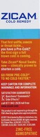Zicam Cold Remedy Cold Shortening Medicated Nasal Swabs ZincFree 20ct