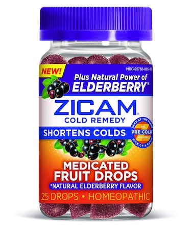Zicam Cold Remedy Zinc Medicated Fruit Drops Elderberry Homeopathic Cold Shortening Medicine Shortens Cold Duration 25 Count