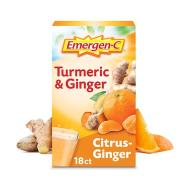 EmergenCCitrusGinger Fizzy Drink Mix Turmeric and Ginger Immune Support Natural Flavors with High Potency Vitamin C 18 Count