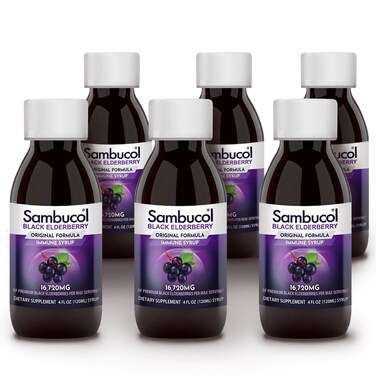 SambucolBlack Elderberry Syrup  Sambucus Elderberry Syrup for Adults Immune Support Elderberry Liquid Elderberry Extract Original Sambucus Elderberry Syrup Bulk Gluten Free  4 Fl Oz Pack of 6