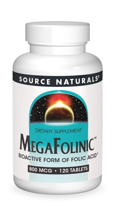Source Naturals MegaFolinic Bioactive Form of Folic Acid 800 mcg  120 Tablets