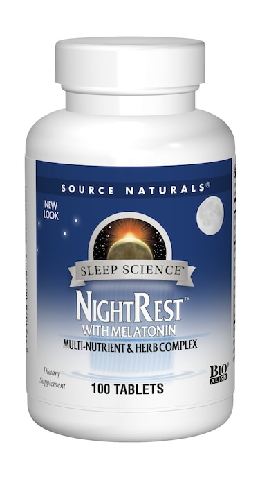 Source Naturals Sleep Science NightRest with Melatonin  BioAligned MultiNutrient  Herb Complex for Rest  Relaxation Support  100 Tablets