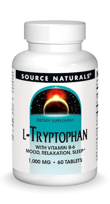 Source NaturalsLTryptophan with Vitamin B6 1000 mg Support Mood Relaxation And Sleep  60 Tablets