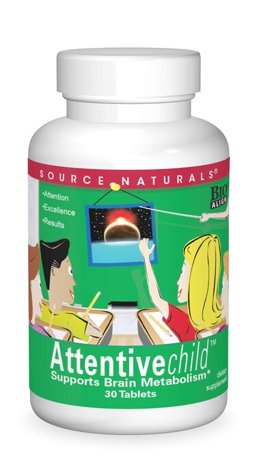 Source Naturals Attentive Child  Healthy Cognitive Nutrients for Active Children  Improved Focus  Attention with DMAE Magnesium Zinc  Grape Seed Extract  30 Tablets