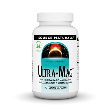 Source NaturalsUltraMag Vegan Dietary Supplement 5in1 Bioavailable Magnesium Relaxes Muscles  Calms Nerves Vegan Capsules 90