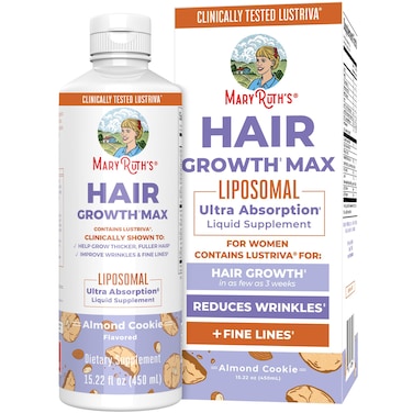 MaryRuths Womens Hair Growth MAX Liposomal  With Lustriva  Biotin 10000mcg  Pumpkin Seed Oil Thicker Hair  Hair Care  Wrinkles Fine Lines Skin Care  Ages 18  1522 Fl Oz