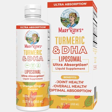 MaryRuths  Liposomal Turmeric  DHA  Curcumin  Ginger Root Oil  Algal DHA  Vitamin E  Cognitive Function  Mood Support  Joint Health  Liquid Supplement  1522 oz