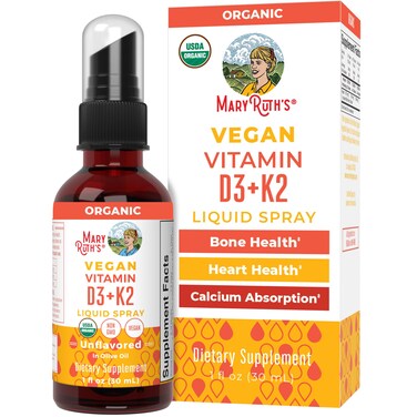 MaryRuth OrganicsVitamin D3 Vitamin K2 Vitamin D3 K2 Spray K2 D3 Vitamin Liquid Supplement for Adults  Kids Supplement for Calcium Absorption Strong Bones Vegan NonGMO Gluten Free 1 Fl Oz
