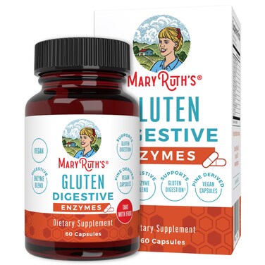 MaryRuth OrganicsGluten Enzymes Capsules  Up to 2 Month Supply  Enzyme Supplement for Gut Health Support  Gluten Digestion   Nutrient Absorption  Vegan  Gluten Free  60 Count