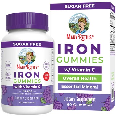 MaryRuths Iron Suppleme nt Gummies for Adults  Sugar Free  Gummy Iron Supplements  Vitamin C for Ages 14  Iron Supplement for Iron Deficiency  Immune Support  Vegan  NonGMO  60 Count