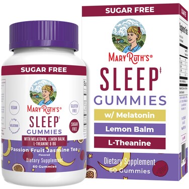 MaryRuth OrganicsMelatonin 5mg Sleep Gummy with LTheanine  Lemon Balm  Vitamin B6  SugarFree  Relaxation  Vegan  NonGMO  Gluten Free  60 Count