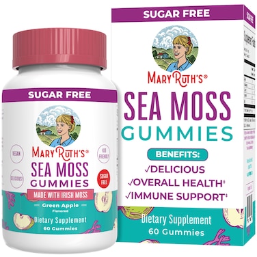 MaryRuth OrganicsGummies Sugar Free Made with Irish Sea Moss for Gut Health and Immune Support Formulated for Adults and Kids Ages 4 Vegan NonGMO Gluten Free  60 Count