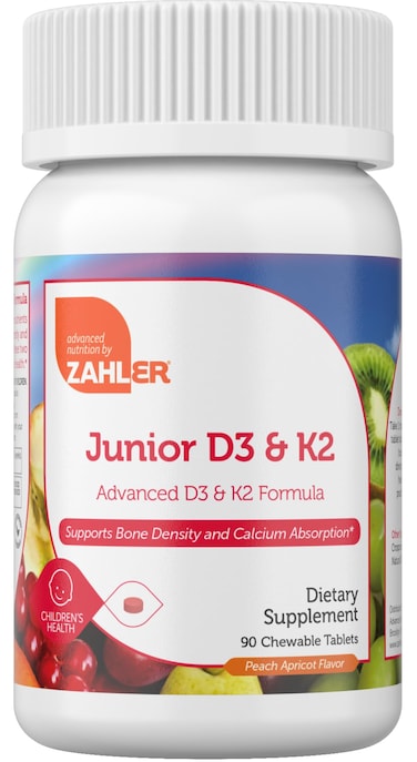 ZahlerJunior Vitamin D3  K2 Chewable Tablets for Kids Vitamin D for Kids 2000 IU  Delicious Vitamin D K2 Chews to Support Healthy Bones  Teeth  Kosher Less Sugar Than Gummies 90 Count