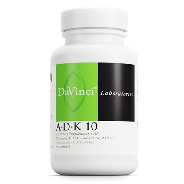 DAVINCI Labs ADK 10  Helps Support Bone Heart  Immune Health  Dietary Supplement with Vitamins A D3  K2 as MK7  Vegetarian Gluten Free  Soy Free  90 Capsules