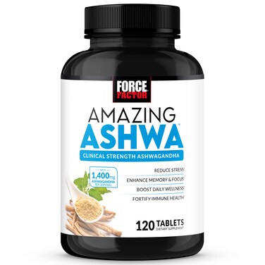 FORCE FACTOR Amazing Ashwa for Stress Relief Memory Focus and Immune Support Health Ashwagandha Supplement with KSM66 Ashwagandha for Stress Vitamins Minerals and Antioxidants 120 Tablets