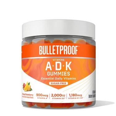 BulletproofSugarFree Orange Strawberry Vitamins ADK Gummies 60 Count Keto Supplement for Heart Bone and Immune Support New and Improved Formula and Texture Packaging May Vary