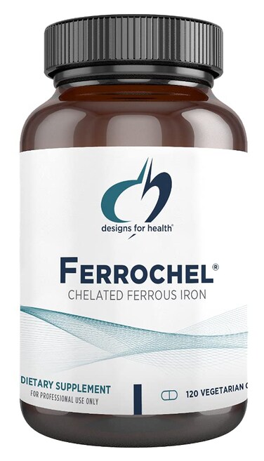 Designs for Health Ferrochel Chelated Iron  HighlyAbsorbable Iron Supplement for Women  Men as Ferrous Bisglycinate Chelate  Iron Pills Safe for Pregnant Women  Teens 120 Vegan Iron Capsules