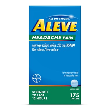 Aleve Headache Pain Reliever  Fever Reducer Tablets Naproxen Sodium for Headache Pain Relief Pain Medicine for Adults Headache Pain Relief Pills 175 Count