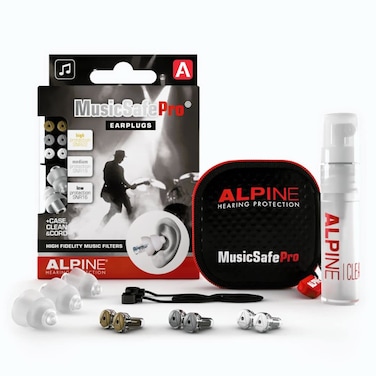AlpineMusicSafe Pro  High Fidelity Earplugs for Musicians  3 Interchangeable Premium Filter Sets 16 19  22 dB  Professional Musician Hearing Protection  Transparent